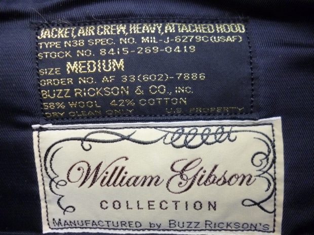 BUZZ RICKSON'S バズリクソンズ BR11181 WILLIAM GIBSON ウィリアムギブソン N-3B ジャケット買取りしました |  アルファストリート[Alfa Street]