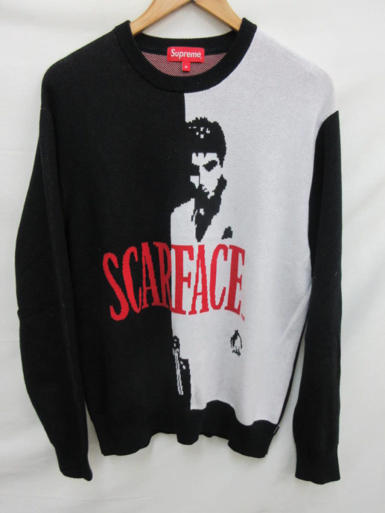 シュプリーム SUPREME 17AW Scarface Sweater スカーフェイスバイカラー ニットセーター 買取りしました