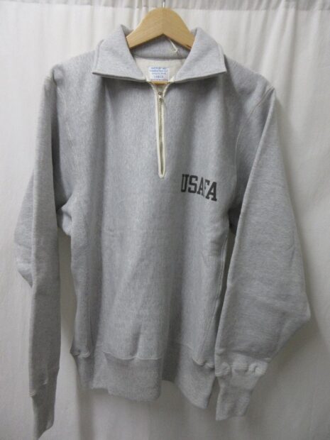WAREHOUSE ウエアハウス　ハーフジップ プリント スウェット USAFA リバーススタイル